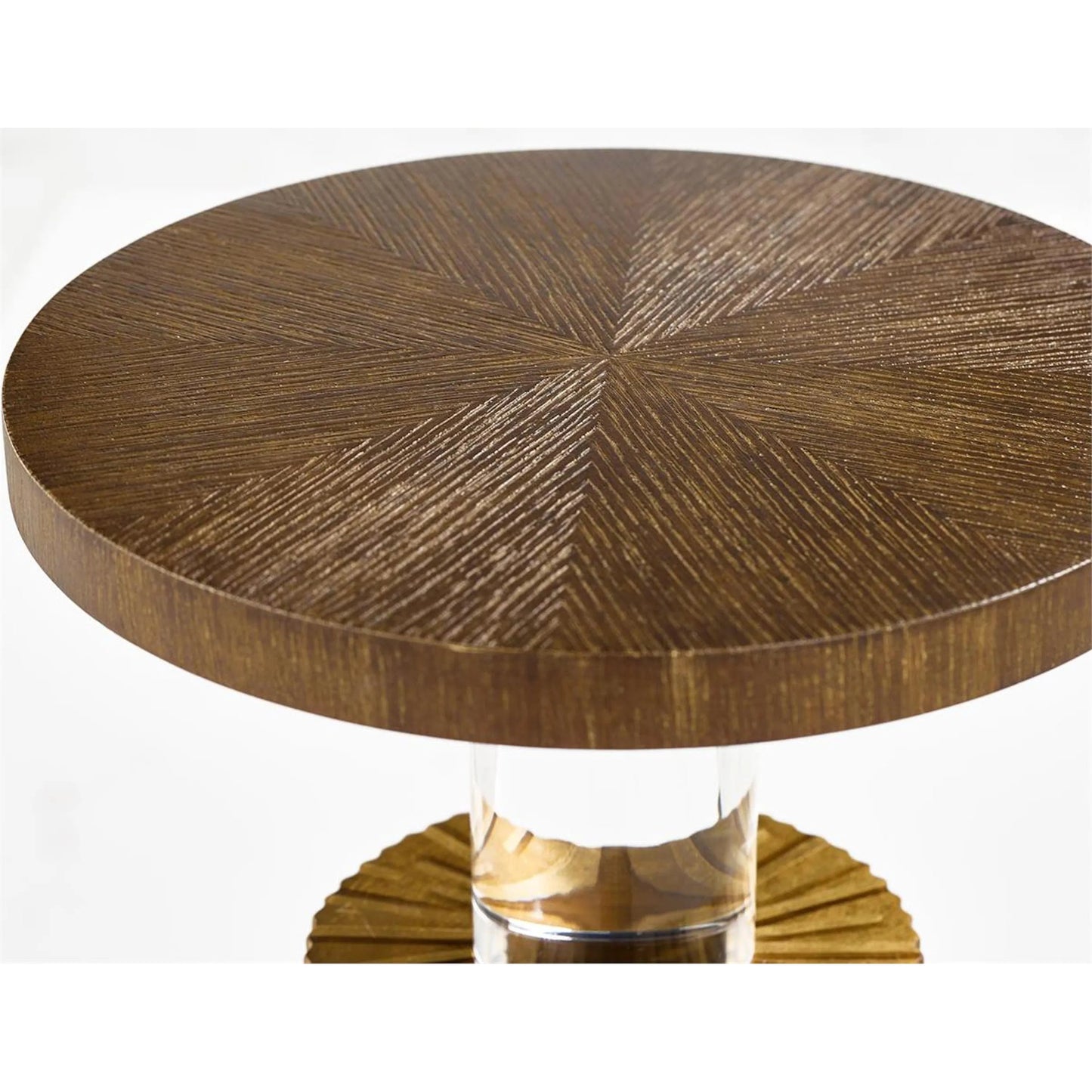 004 SI-2372969 | Closeup | Beacon Side Table by John-Richard in natural, dark brown, clear and linea oro, shire. Made from oak wood, acrylic in a modern style.