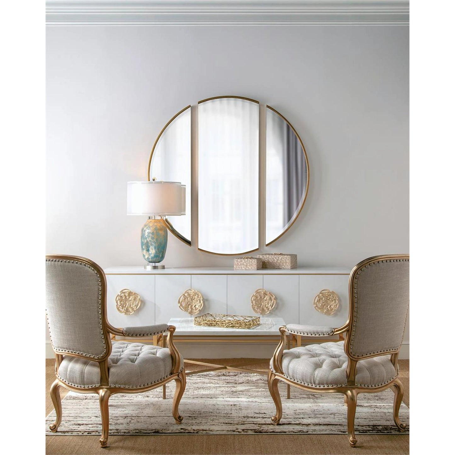 003 SR-864918 | Closeup | Moder Sideboard by John-Richard in ash, beluga, gold. Made from acrylic, steel in a transitional style.