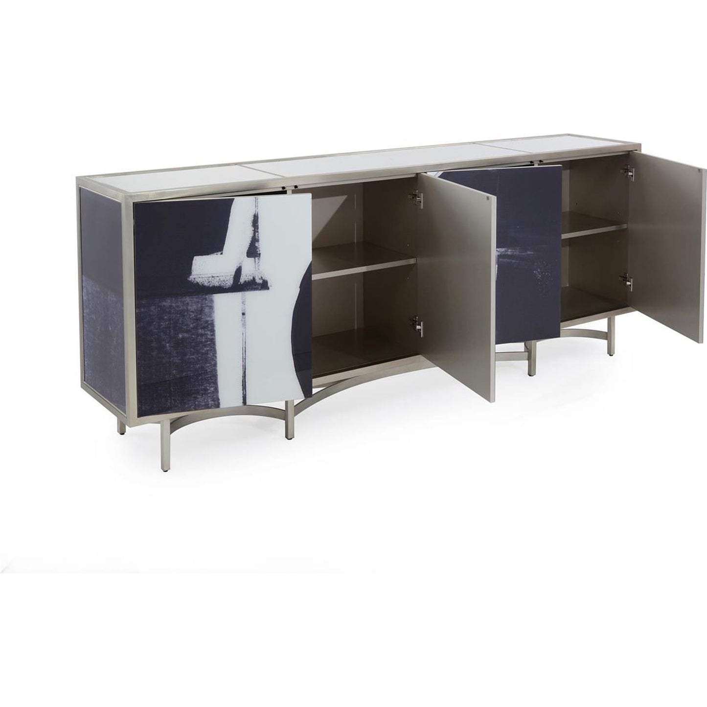 002 SI-1756775 | Additional Silo | Entanglement Sideboard by John-Richard in tan and pewter. Made from glass in a modern style.