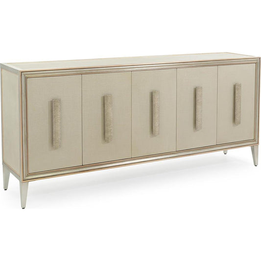 Cefalu Credenza by John-Richard in red and burnished pewter, champagne. Made from unique in a modern style.