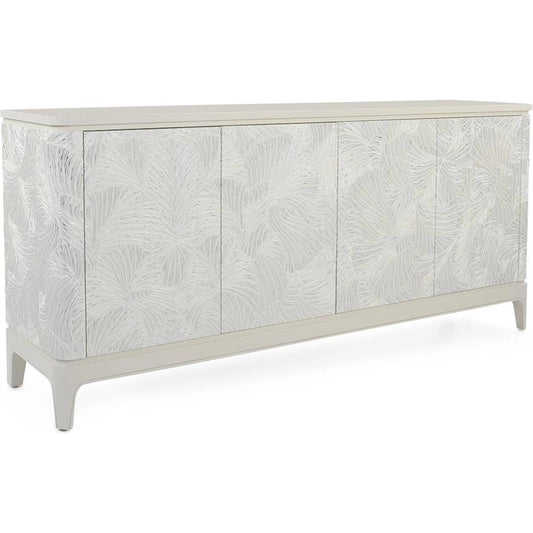 Ivory Palms Four-Door Credenza by John-Richard in silver beluga, ivory. Made from unique in a modern style.