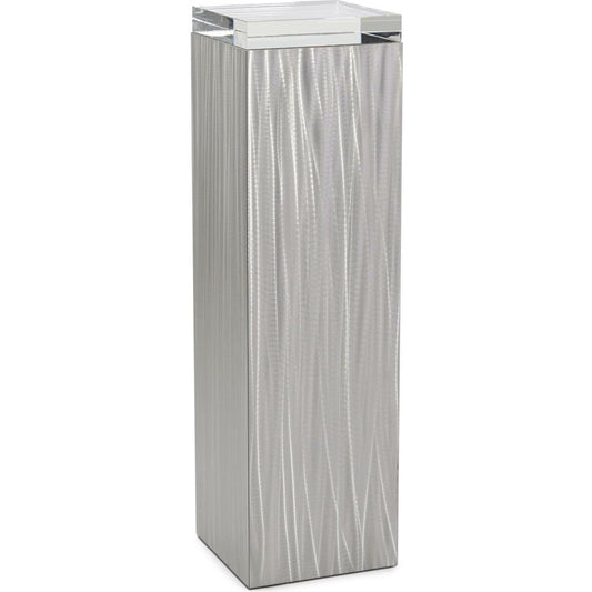 Lucena Pedestal by John-Richard in stainless steel and brushed stainless steel. Made from crystal, steel in a transitional style.