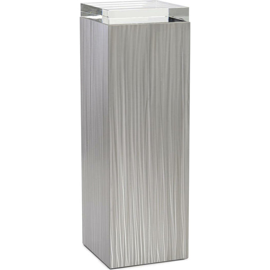 Lucena Pedestal by John-Richard in stainless steel and brushed stainless steel. Made from crystal, steel in a transitional style.