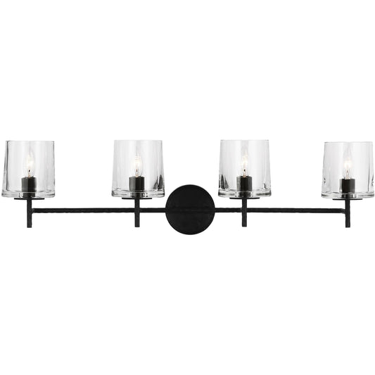Marietta 4-Light Vanity by Visual Comfort & Co. in aged iron. Made from steel in a transitional style.