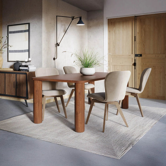Evolution Dining Table by LH Imports in brown. Made from mango in a unique style.
