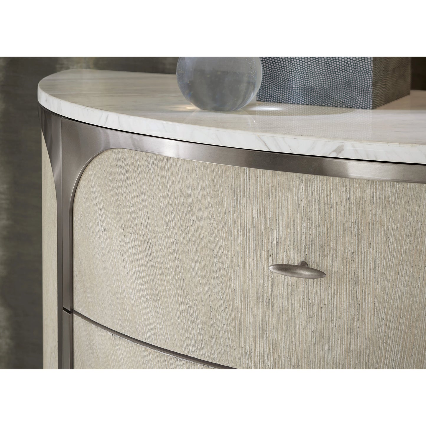 007 SI-2133679 | Closeup | Modern Mood Two Drawer Nightstand by Hooker Furniture. Made from oak veneers, metal, marble in a modern style.