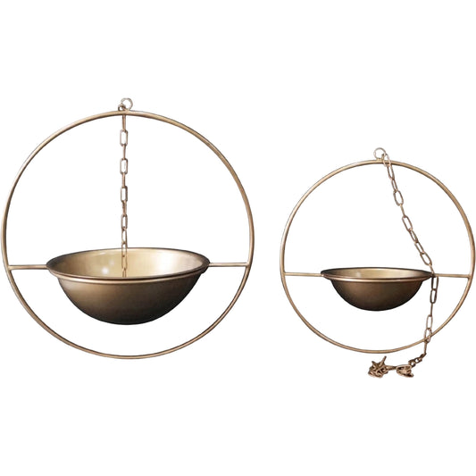 001 SI-2527509 | Primary Silo | Earth Wind & Fire Hanging Pots by LH Imports in antique gold. Made from brass in a unique style.