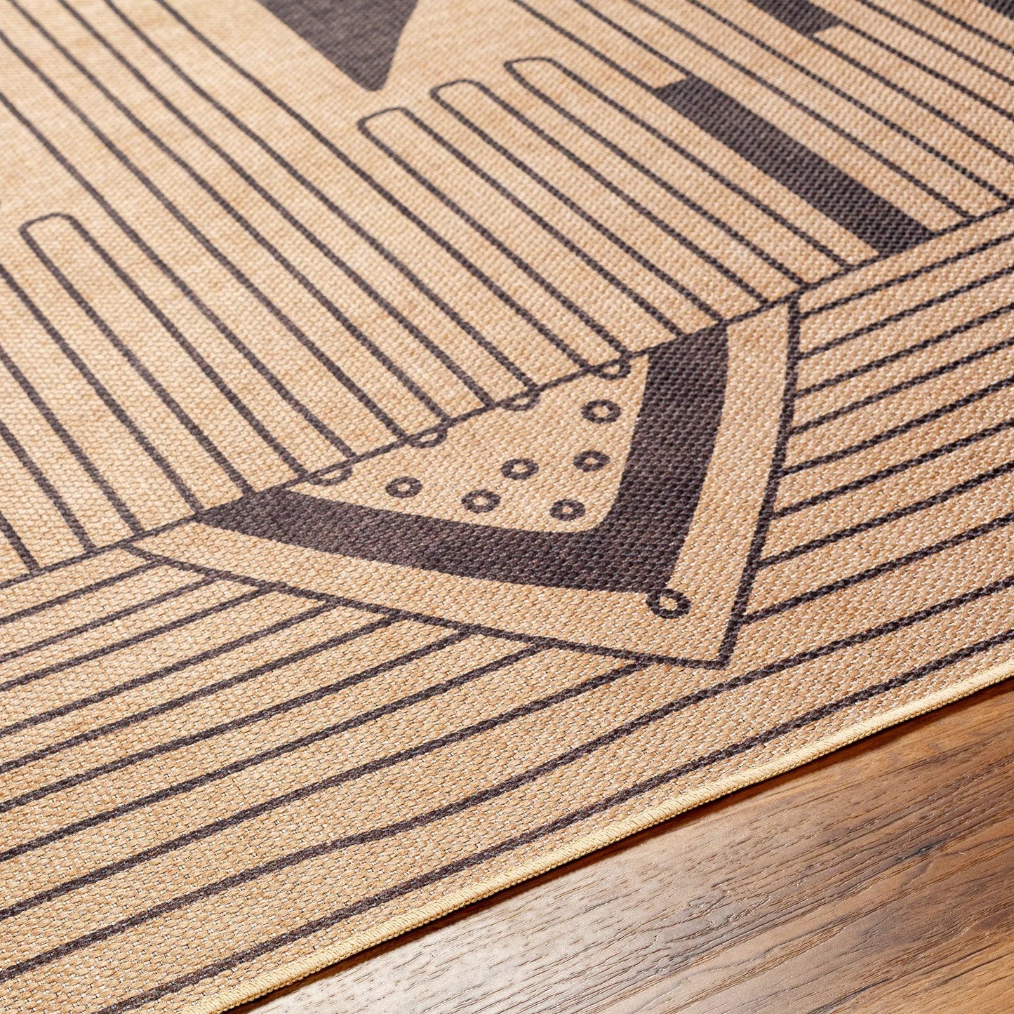 005 SI-1948019,SI-1948020,SI-1948021,SI-1948022,SI-1948023,SI-1948024 | Closeup | Ez Jute EZT-2302 Rug by Livabliss in light brown, black, beige. Made from main: 100% recycled material in a unique style.