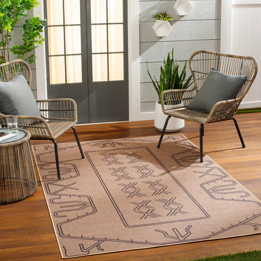 Ez Jute Rug - 32825 by Livabliss in light brown, black, beige. Made from main: 100% recycled material in a unique style.