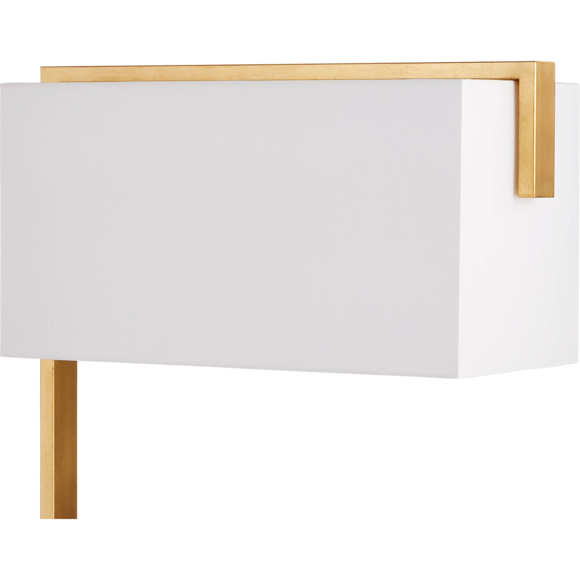 Gambit Floor Lamp by Currey and Company in contemporary gold leaf. Made from metal in a modern style.