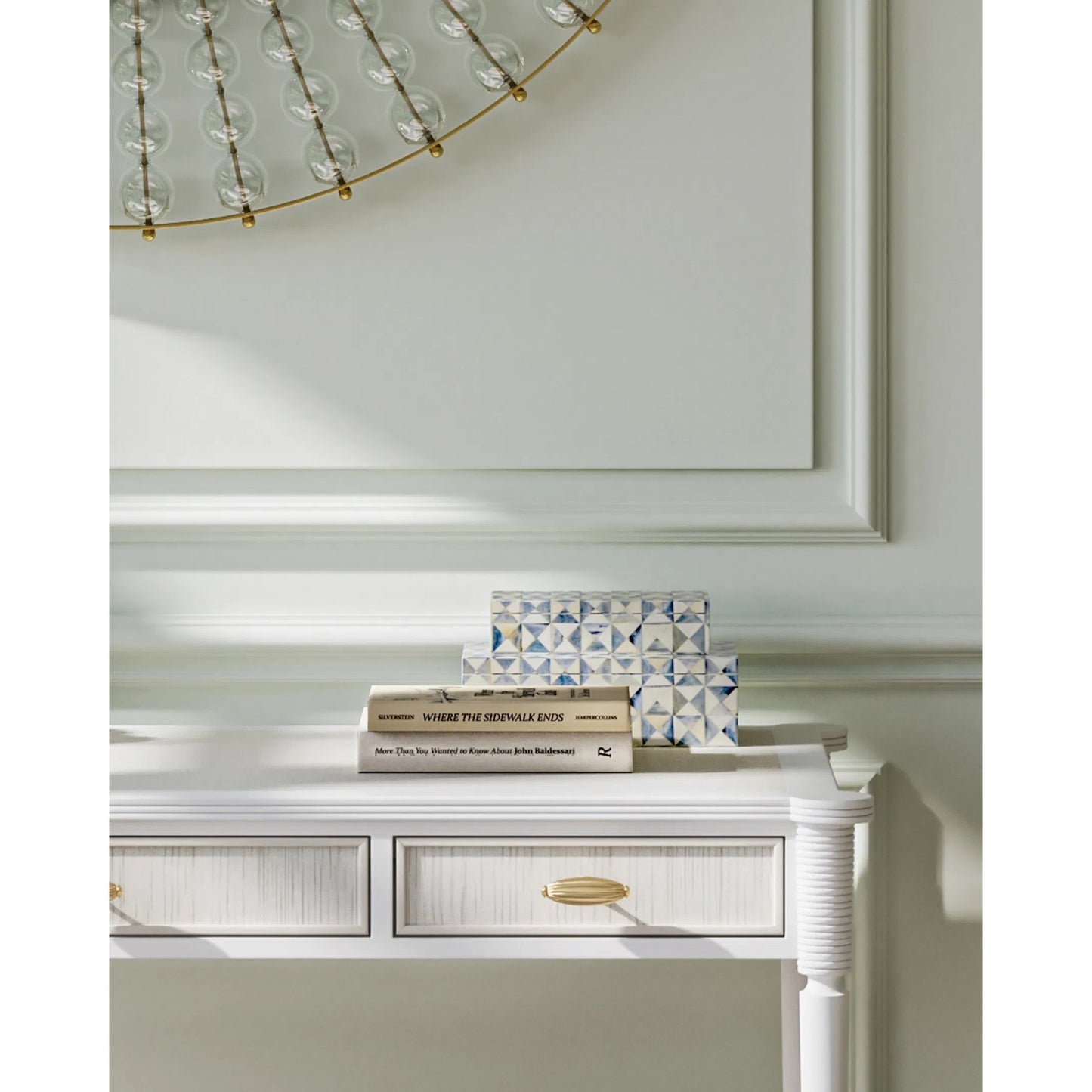 005 SI-1894566 | Lifestyle | Sky Box Set by Currey and Company in blue, white. Made from bone, wood in a unique style.