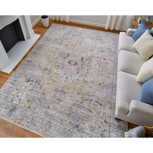 Pasha Transitional Rug - 39M5F by Feizy in ivory, taupe, blue. Made from polyester in a unique style.