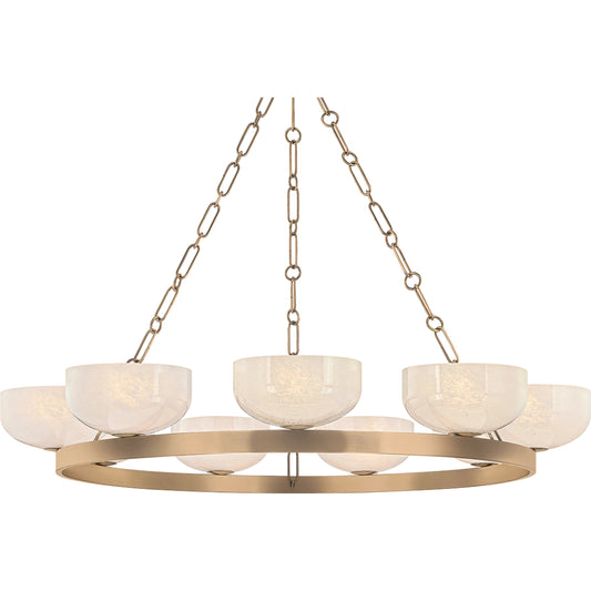 Caelum 9-Light Chandelier by Troy in patina brass. Made from steel in a modern style.