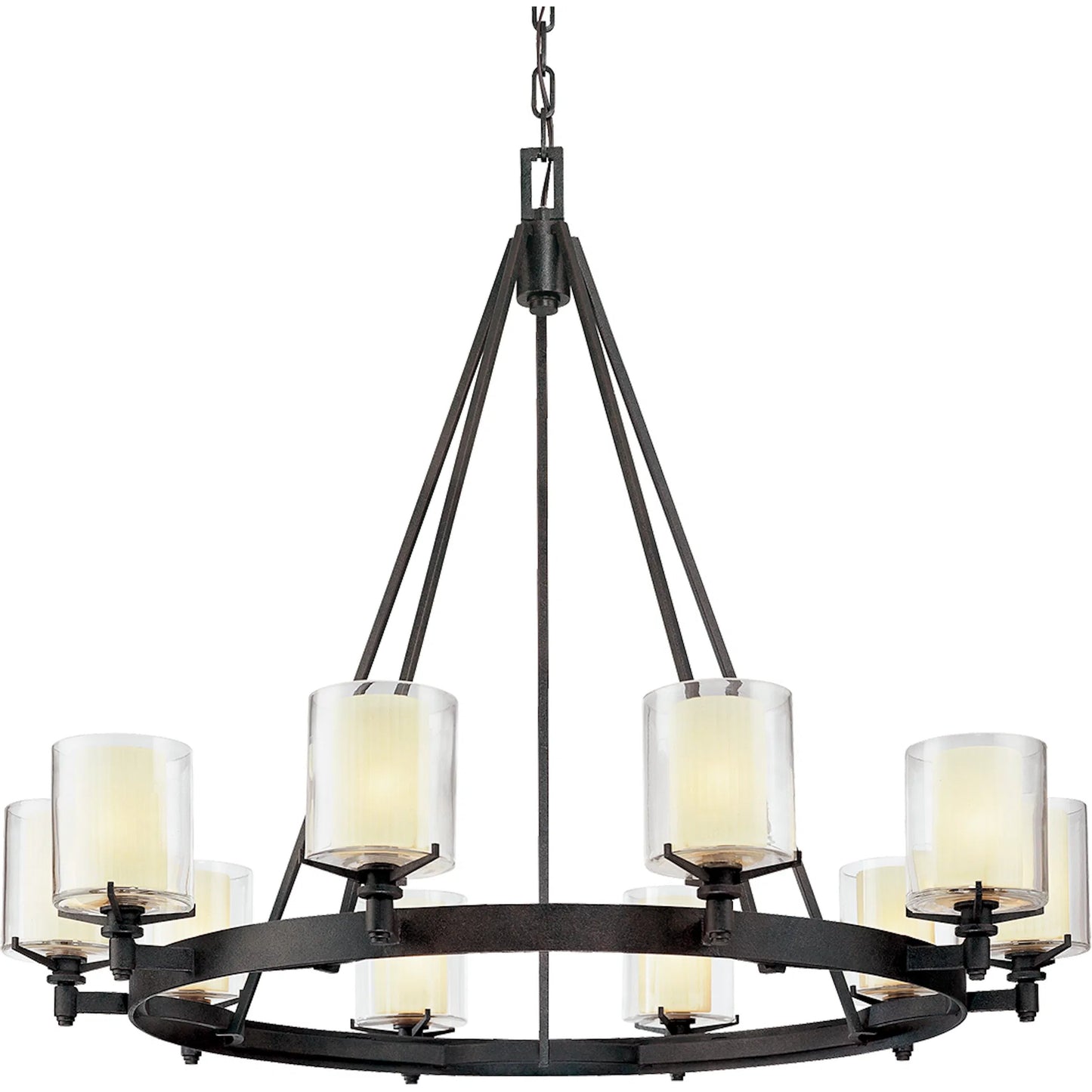 001 SI-2072608 | Primary Silo | Arcadia Chandelier by Troy in french iron. Made from hand worked iron in a modern style.