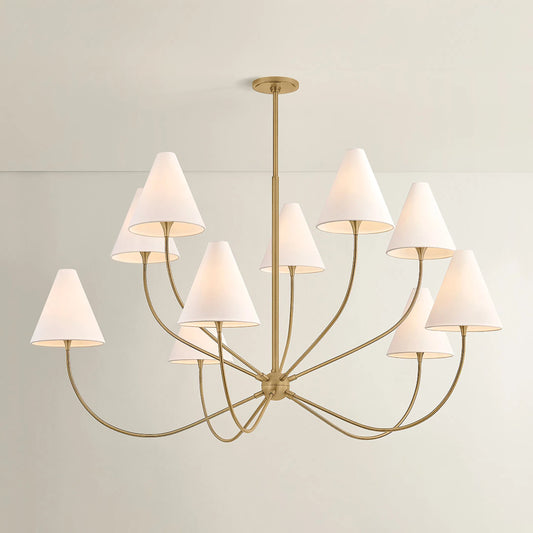Evermore Chandelier by Troy in patina brass. Made from unique in a transitional style.