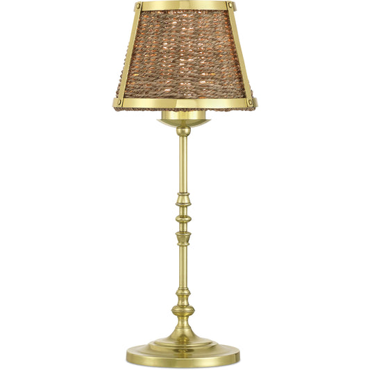 001 SI-2524284 | Primary Silo | Deauville Cordless Table Lamp by Currey and Company in natural, polished brass. Made from seagrass, metal in a rustic style.