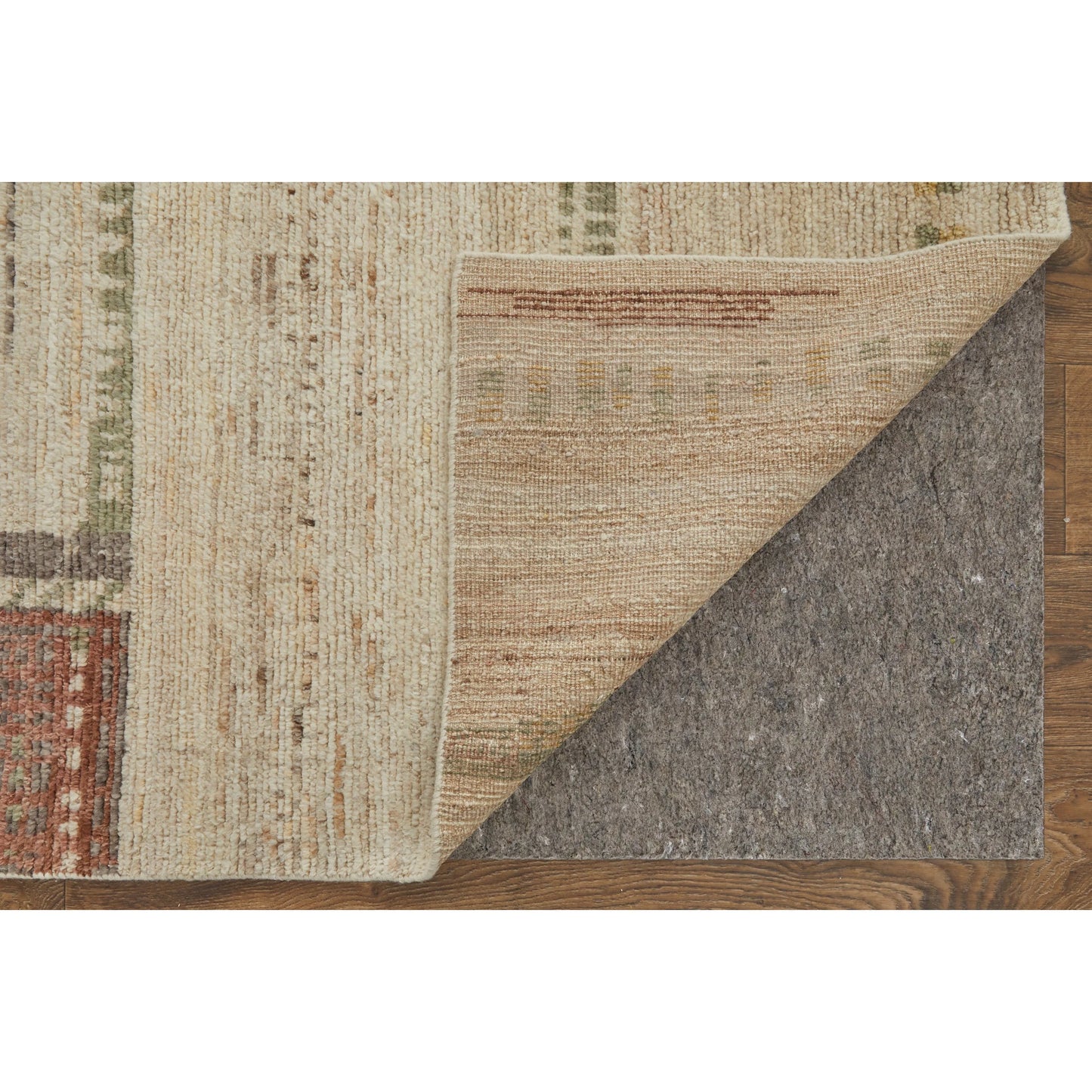 002 SI-2238407,SI-2238408,SI-2238409,SI-2238410,SI-2238411 | Closeup | Kasbah Rug - KAS69G2F by Feizy in tan, red, green. Made from wool in a unique style.