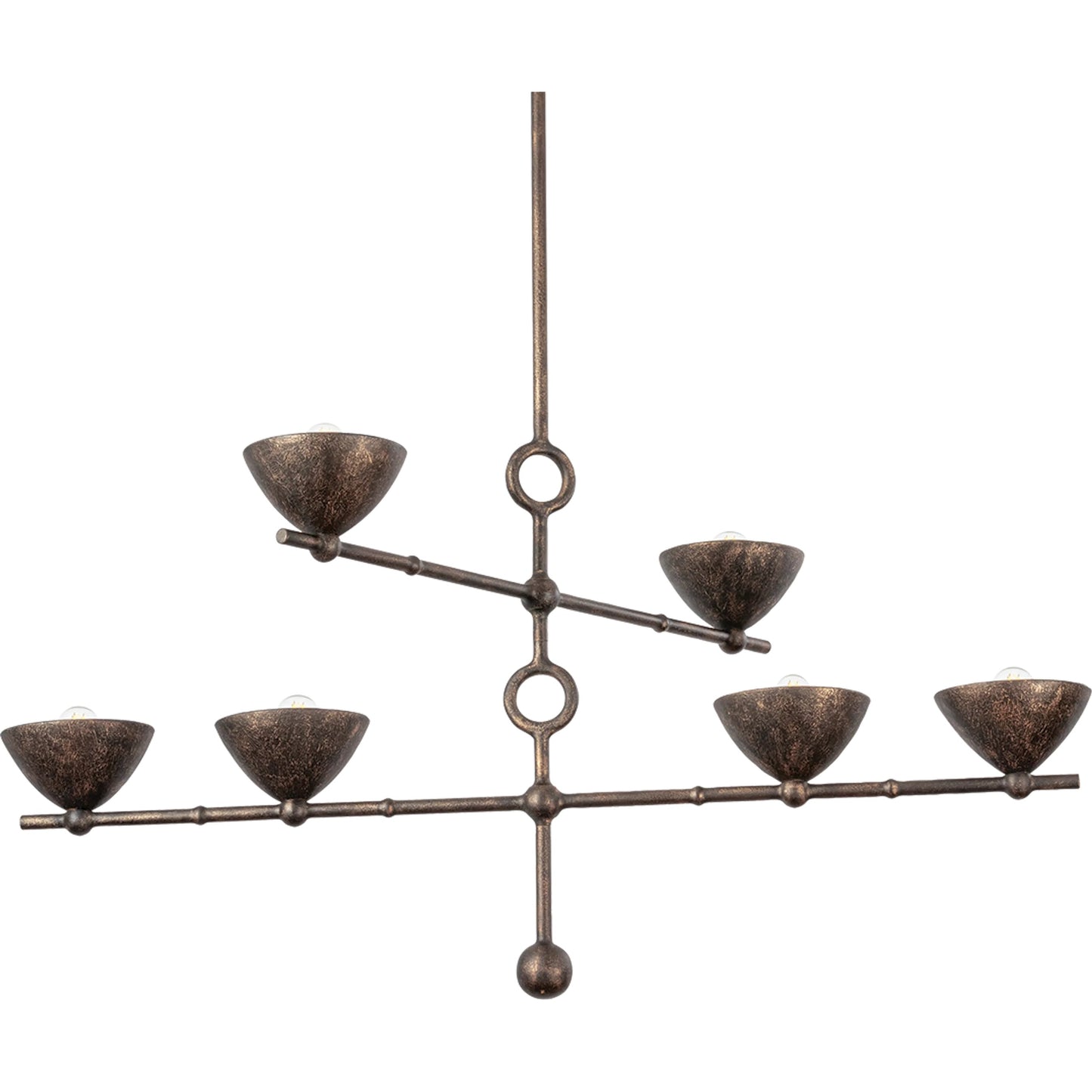 001 SI-2328433 | Primary Silo | Vishal 6-Light Chandelier by Troy in black patina gold. Made from iron in a unique style.