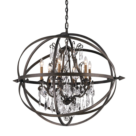 Byron 6-Light Chandelier by Troy in vintage bronze. Made from hand worked iron in a modern style.
