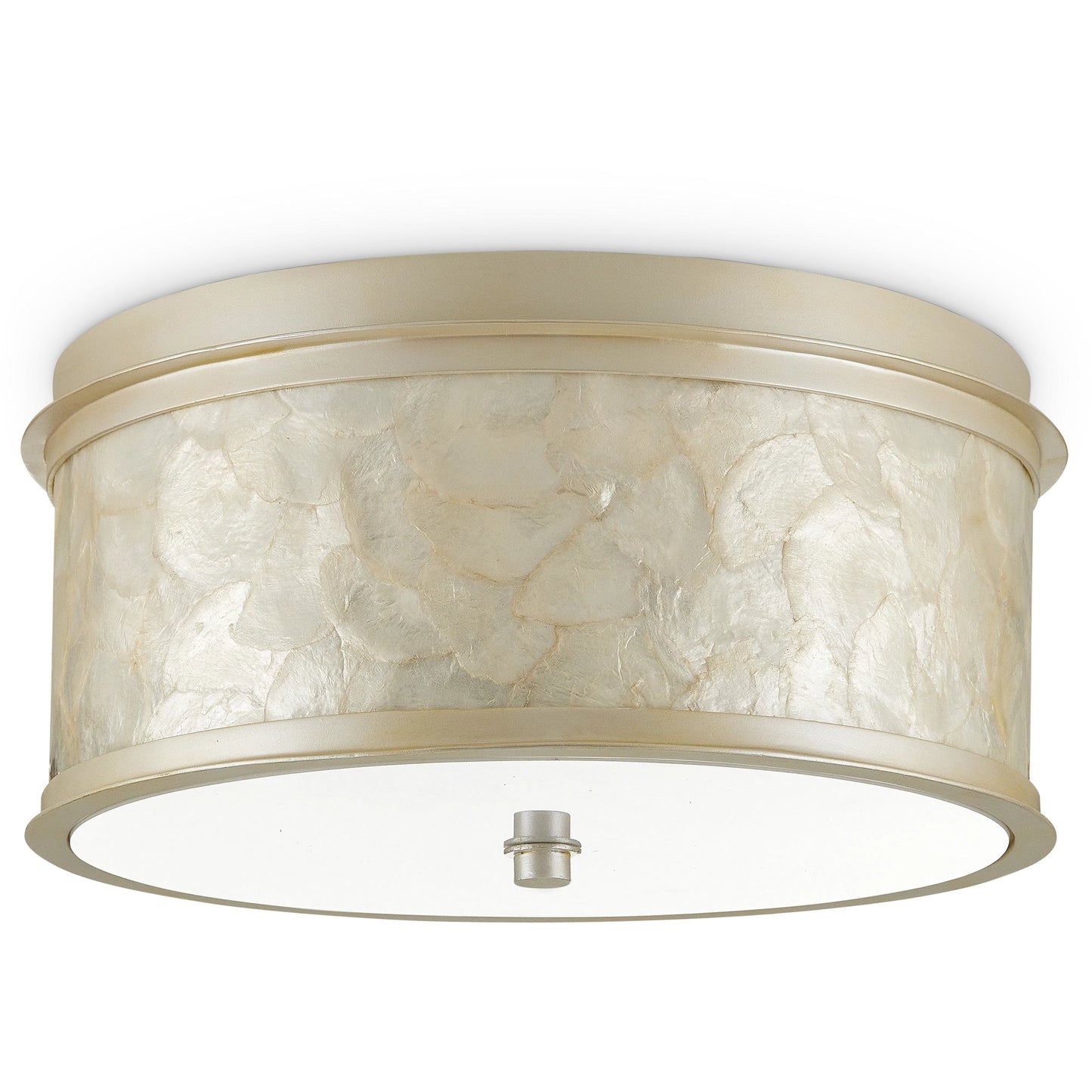 011 SI-1924051 | Additional Silo | Neith Flush Mount by Currey and Company in sea pearl, natural. Made from wrought iron, capiz shell, acrylic diffuser in a transitional style.