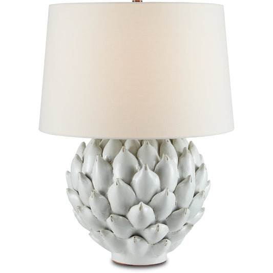 Cynara Table Lamp by Currey and Company in antique white. Made from ceramic in a coastal style.