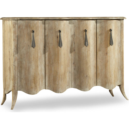 Draped Credenza by Hooker Furniture in light elm. Made from elm veneers in a eclectic & global style.