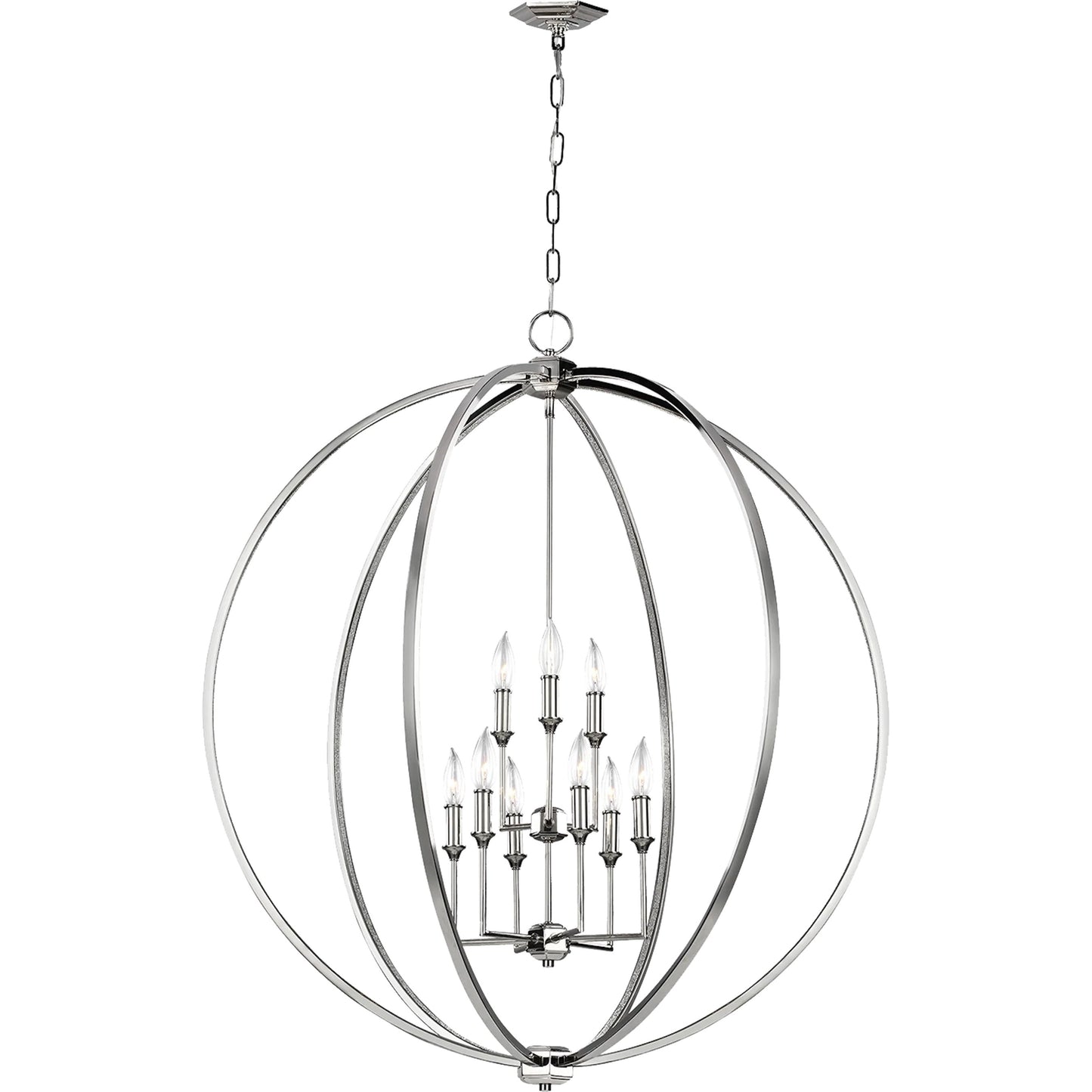 001 S-284316 | Primary Silo | Corinne Chandelier by Generation Lighting in polished nickel. Made from steel in a modern style.