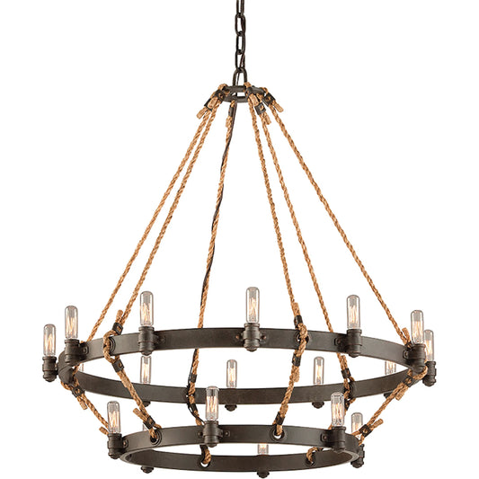 Pike Place Chandelier by Troy in heritage bronze. Made from solid aluminum in a cottage & farmhouse style.