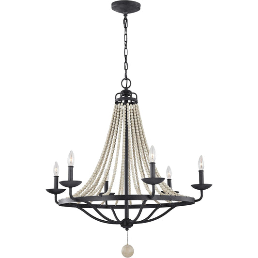 Nori Chandelier by Generation Lighting in dark weathered zinc, driftwood gray. Made from steel in a eclectic & global style.