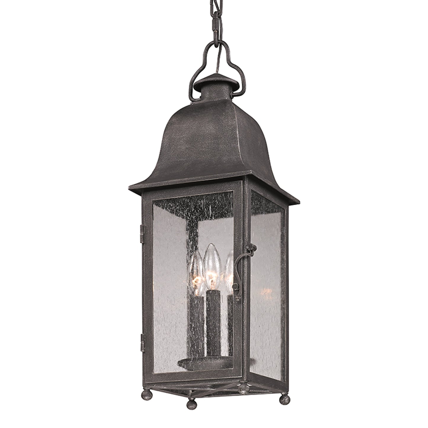002 SI-2072797 | Additional Silo | Larchmont Hanging Lantern by Troy in aged pewter. Made from hand forged iron in a traditional style.