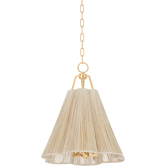 Sonoma Pendant by Troy in vintage gold leaf. Made from steel in a rustic style.