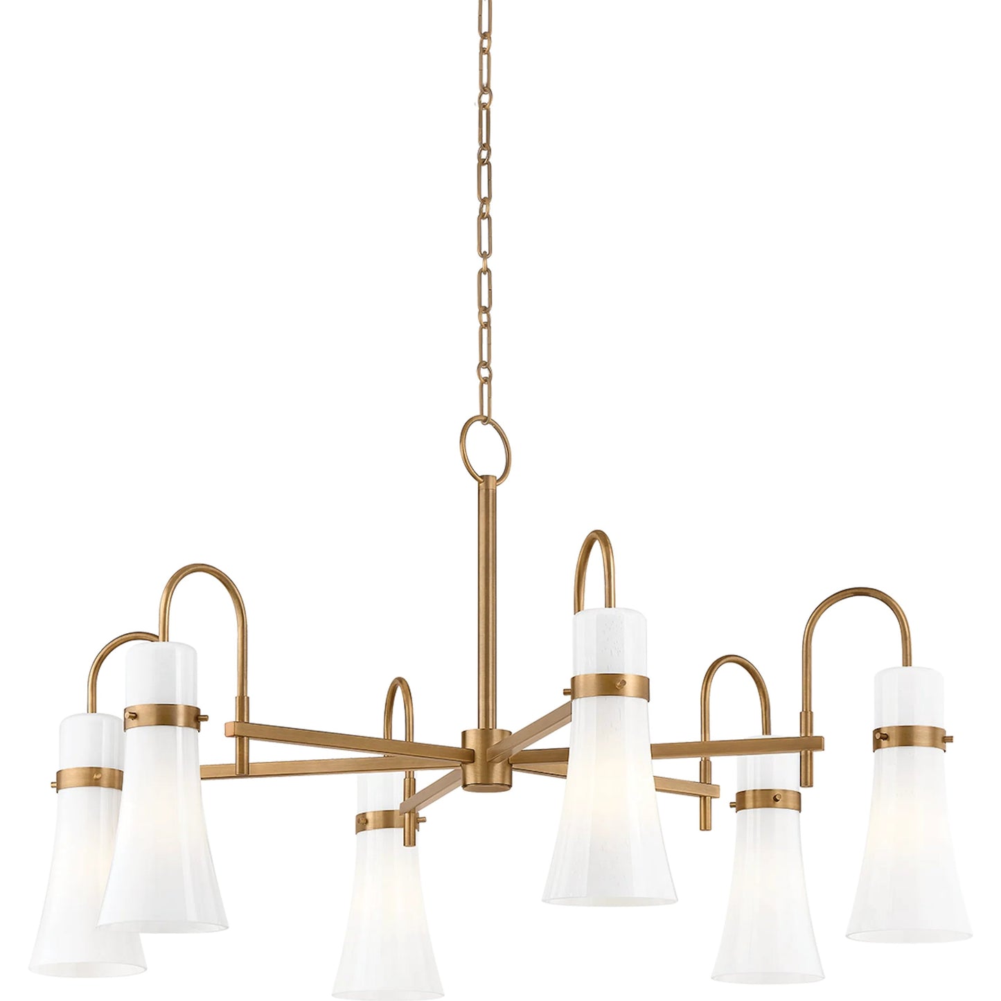 001 SI-2328127 | Primary Silo | Maple 6-Light Chandelier by Troy in patina brass. Made from steel in a transitional style.