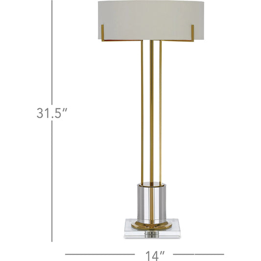 Winsland Table Lamp by Currey and Company in polished brass, clear. Made from metal, optic crystal in a transitional style.