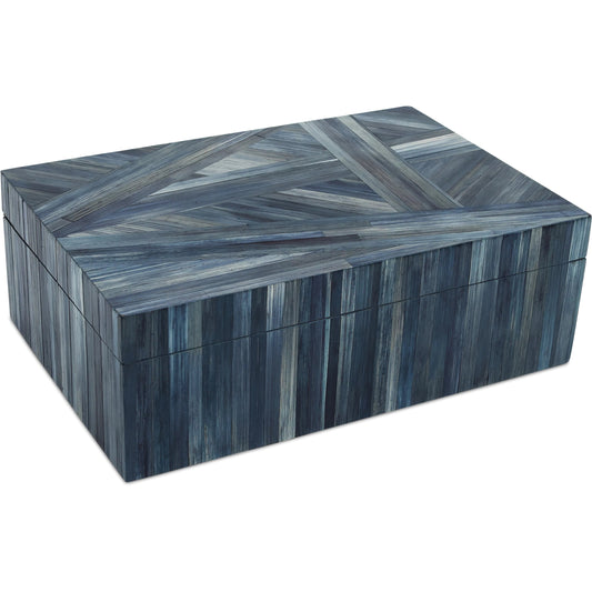 001 SI-2524463 | Primary Silo | Winter Harvest Box by Currey and Company in blue. Made from straw, suede, engineered wood in a modern style.