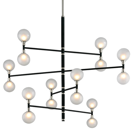 001 SI-2072599 | Primary Silo | Andromeda 16-Light Chandelier by Troy in carbide blk, pol nickel. Made from hand worked iron in a modern style.