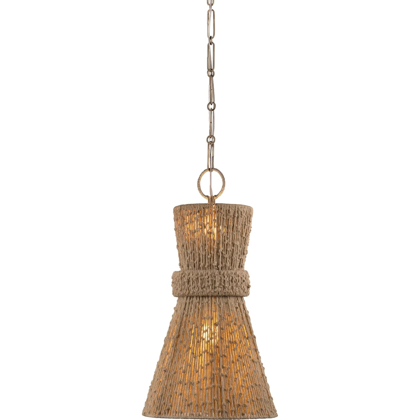 001 SI-2328260 | Primary Silo | Raphael Pendant by Troy in patina brass. Made from natural woven in a rustic style.