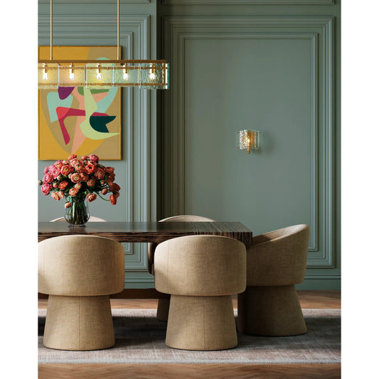 Duvernell Wall Sconce by Currey and Company in contemporary gold leaf, clear. Made from wrought iron, recycled glass in a modern style.