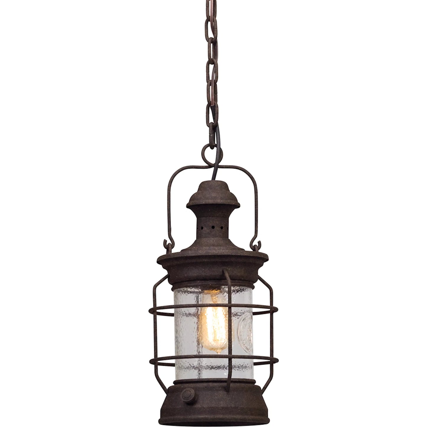 001 SI-2072612 | Primary Silo | Atkins Hanging Lantern by Troy in centennial rust. Made from hand worked iron, aluminum in a traditional style.