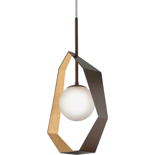 001 SI-2328206 | Primary Silo | Origami 1 Light 16.5 inch Bronze with Gold Leaf Pendant Ceiling Light by Troy in bronze with gold leaf. Made from hand worked iron in a modern style.