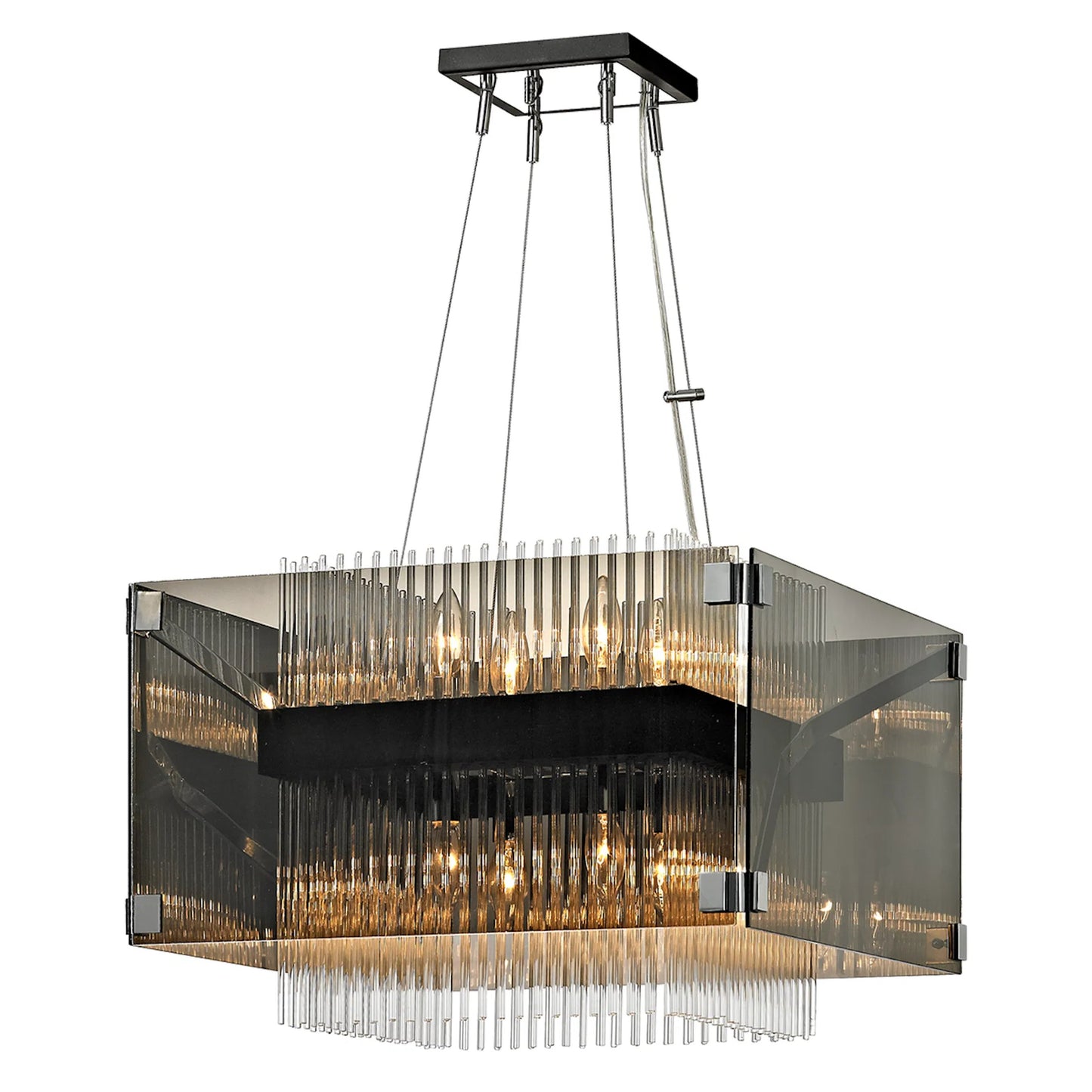 001 SI-2327703 | Primary Silo | Apollo 8-Light Chandelier by Troy in bronze, polished chrome. Made from hand worked iron in a modern style.