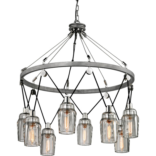 001 SI-2327850 | Primary Silo | Citizen Chandelier by Troy in graphite and polished nickel. Made from hand worked iron in a unique style.
