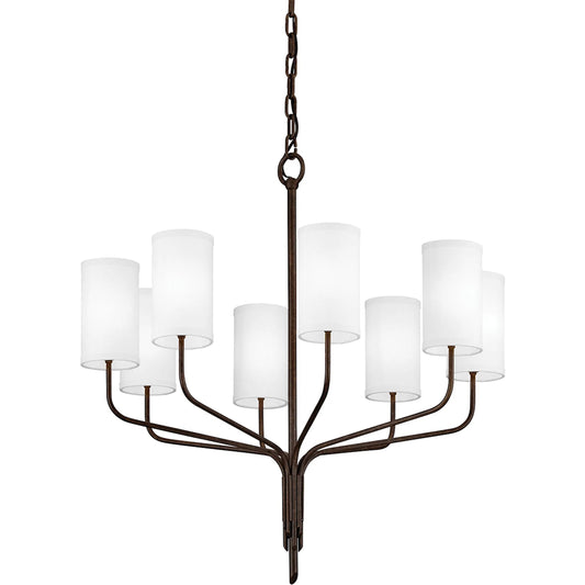 Juniper Chandelier by Troy. Made from hand worked iron in a transitional style.