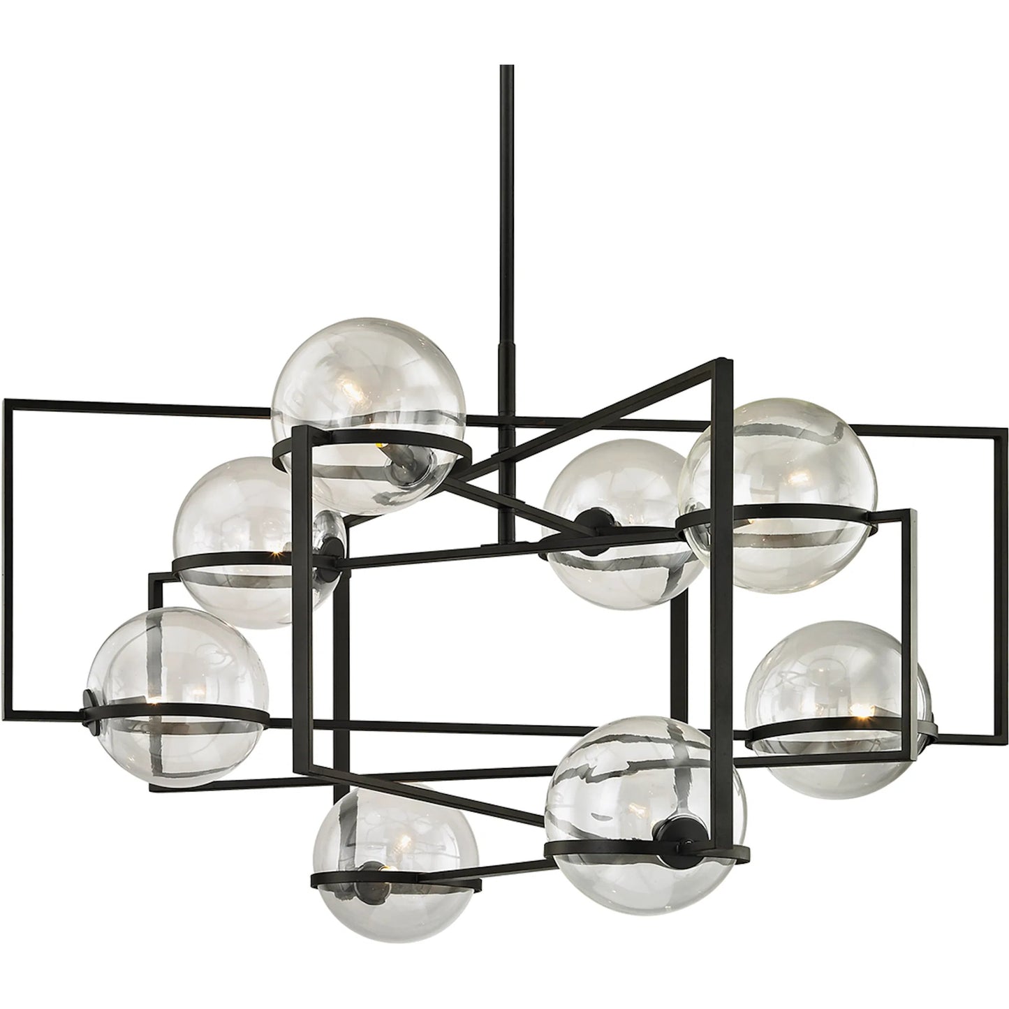 001 SI-2072729 | Primary Silo | Elliot 8 Light Chandelier by Troy in textured black. Made from hand worked iron in a modern style.