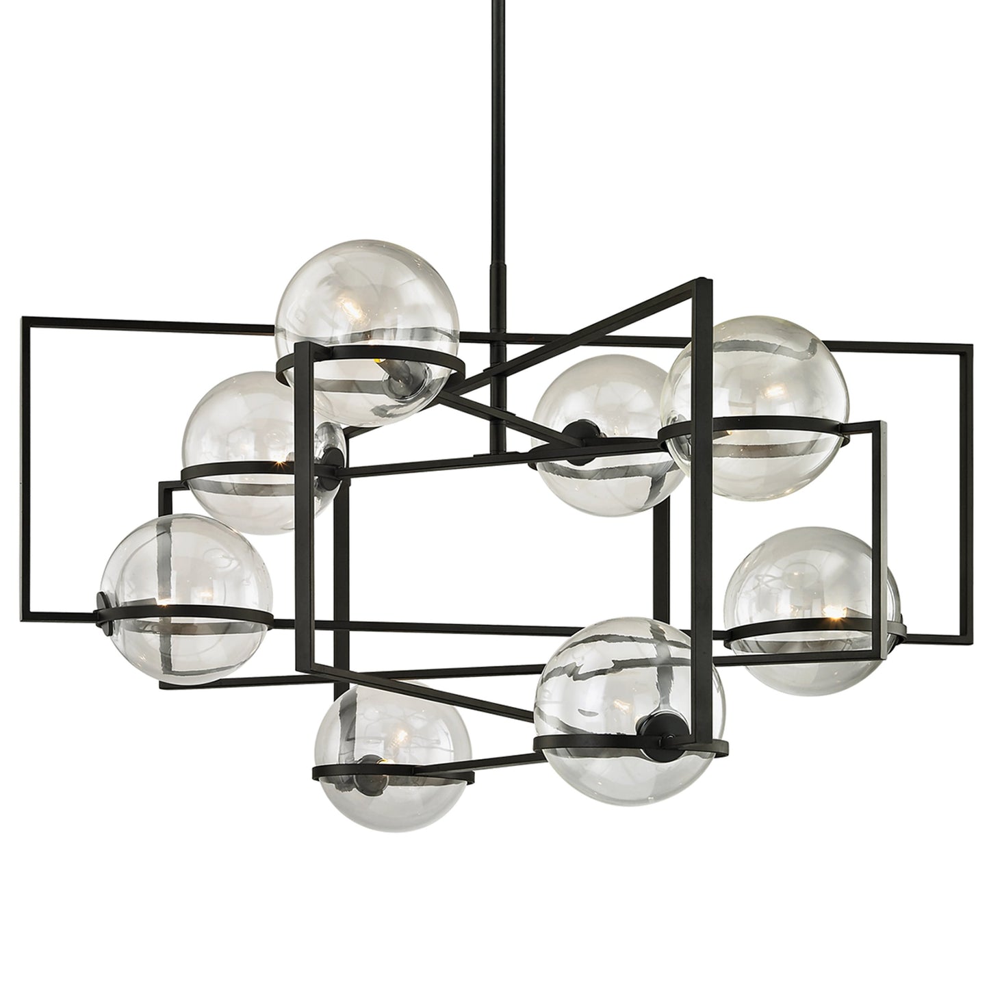 002 SI-2072729 | Additional Silo | Elliot 8 Light Chandelier by Troy in textured black. Made from hand worked iron in a modern style.