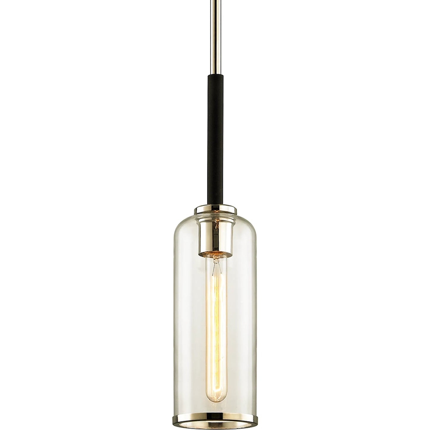 001 SI-2072575 | Primary Silo | Aeon Mini Pendant by Troy in carbide blk, pol nickel. Made from hand worked iron in a modern style.