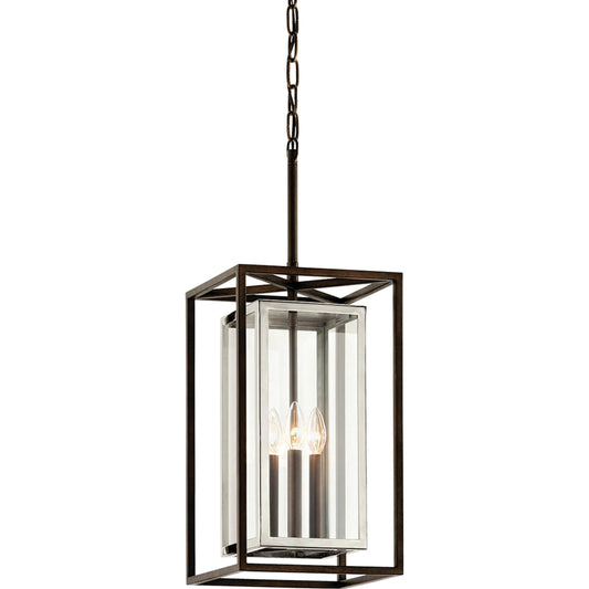 Morgan 3 Light Pendant by Troy in bronze with polished stainless. Made from stainless steel in a modern style.