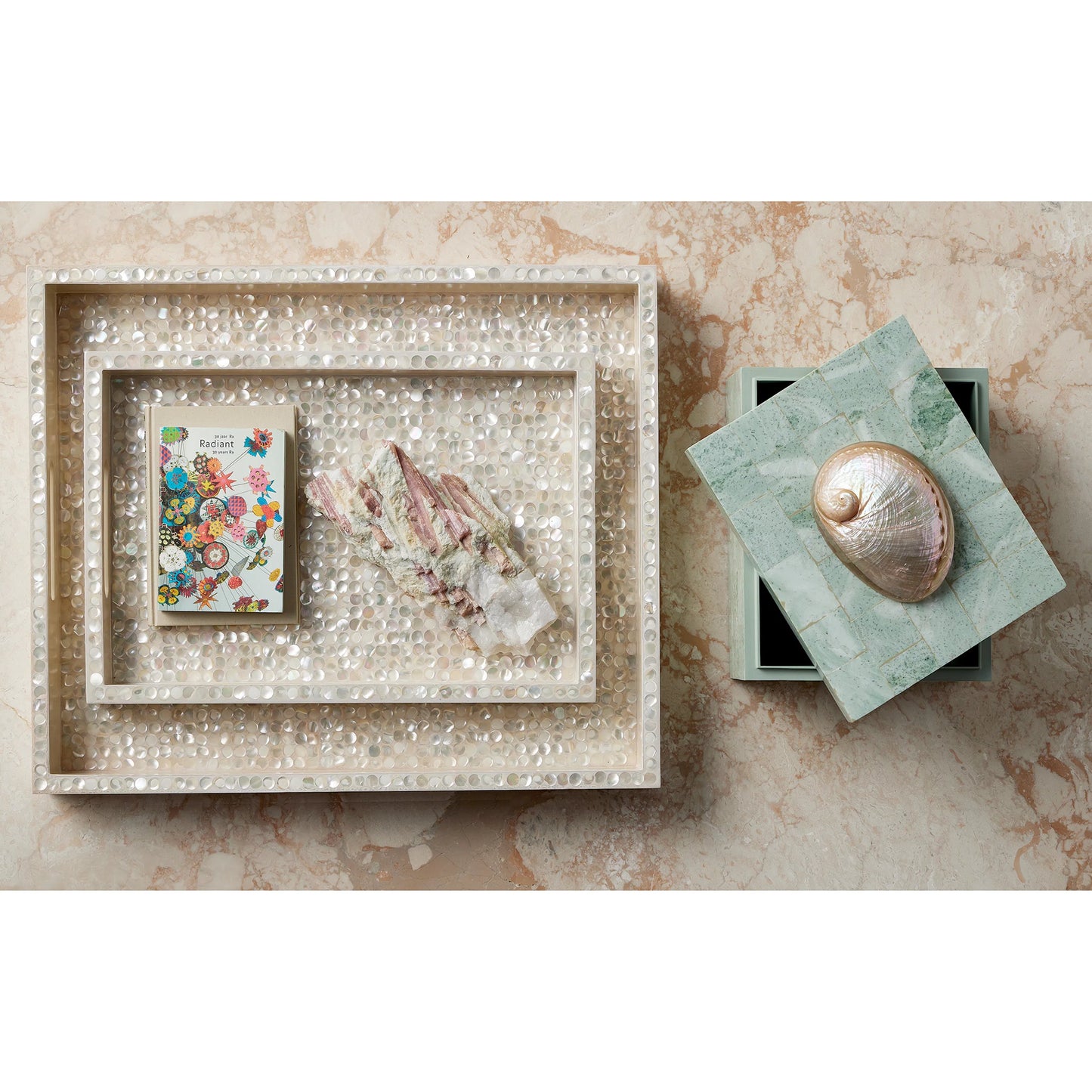 007 SI-2387024 | Lifestyle | Fiona Box by Currey and Company in natural. Made from stone, abalone, engineered wood in a eclectic & global style.