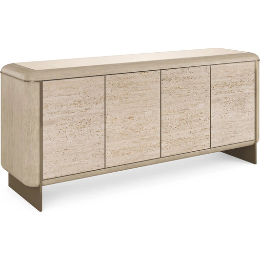 Mojave Sideboard by Caracole in sun drenched oak, whisper of gold. Made from unique in a transitional style.