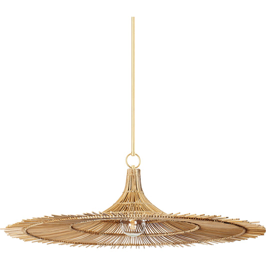 Costa Mesa Pendant by Troy in vintage gold leaf. Made from steel in a modern style.