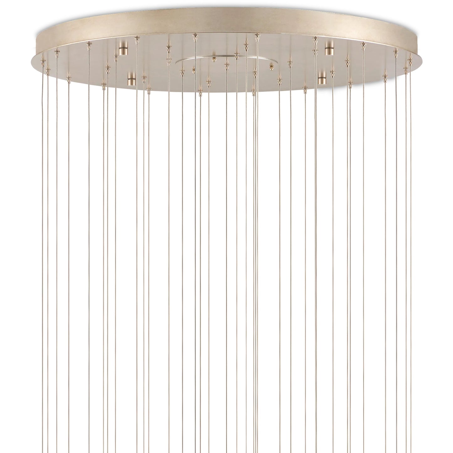 004 SI-2524233 | Closeup | Banyan 36-Light Multi-Drop Pendant by Currey and Company in antique brass, clear, silver. Made from metal, glass in a modern style.